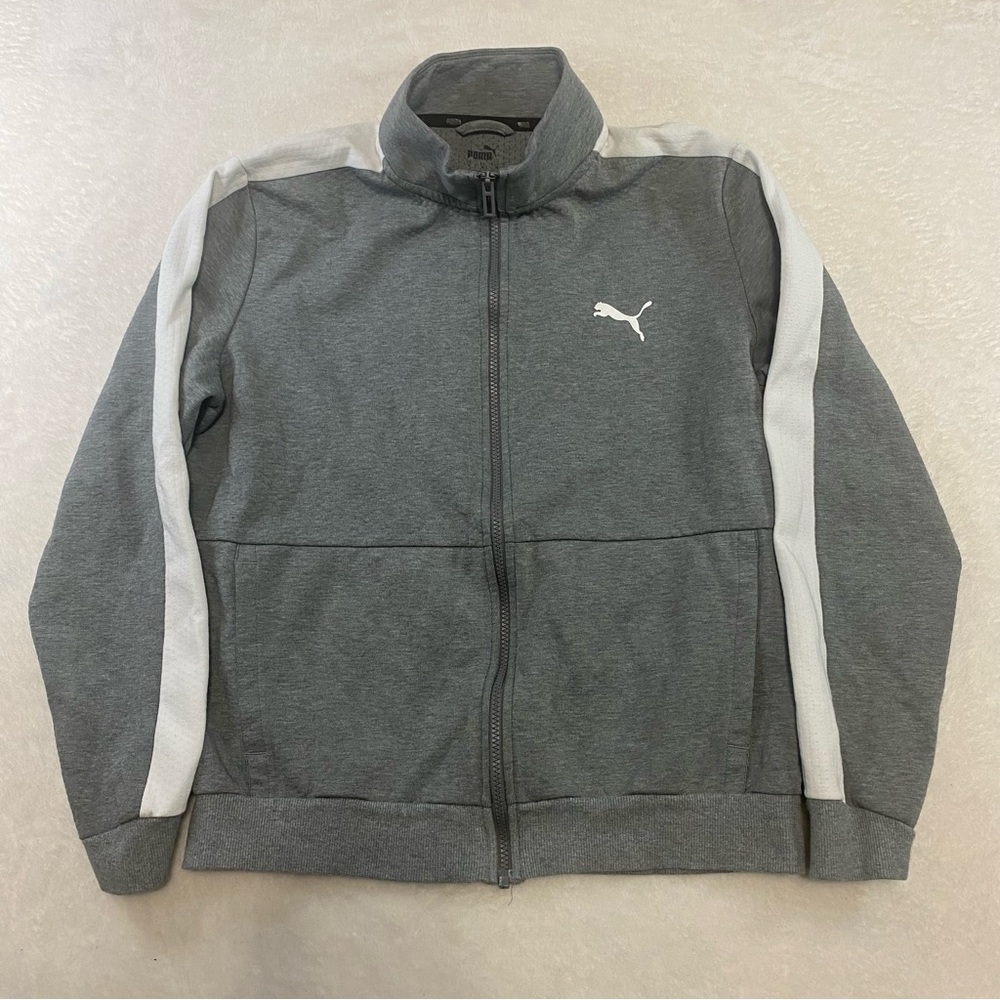 Puma Women's Full Zip Gray Track Suit Sweater Jacket Top Size Medium